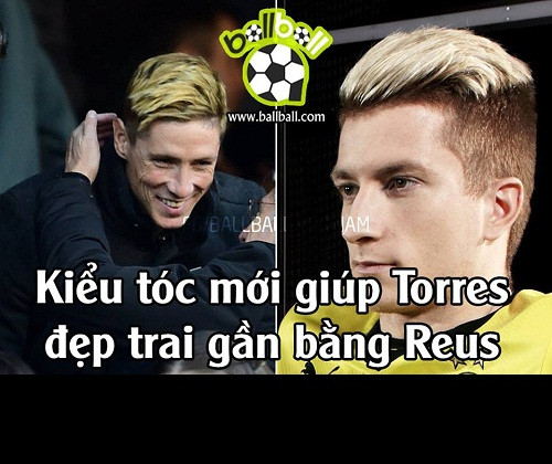 Ngày về với Atletico Madrid, Torres đã đổi kiểu tóc nhằm xóa vận đen và nhìn anh rất giống Marco Reus của BVB Dortmund.