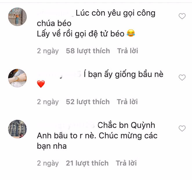 Bên cạnh đó, nhiều người cũng nhận ra rằng dù đã diện váy xuông khá rộng nhưng vợ Duy Mạnh vẫn lộ vòng 2 to bất thường. Mặt của cô nàng cũng bụ bẫm hơn hẳn trước kia.
