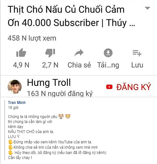 Làm video nấu thịt chó man rợ, CĐM kêu gọi tẩy chay con trai bà Tân Vlog - Hình 2 Lam video nau thit cho man ro, CDM keu goi tay chay con trai ba Tan Vlog-Hinh-2