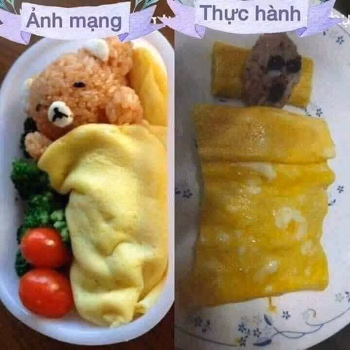 Ảnh mạng là gấu nhưng thực hành lại thành người ngoài hành tinh. Đây đúng chuẩn là người có thù với chuyện bếp núc, xứng đáng trao danh hiệu thảm hoạ nấu nướng.