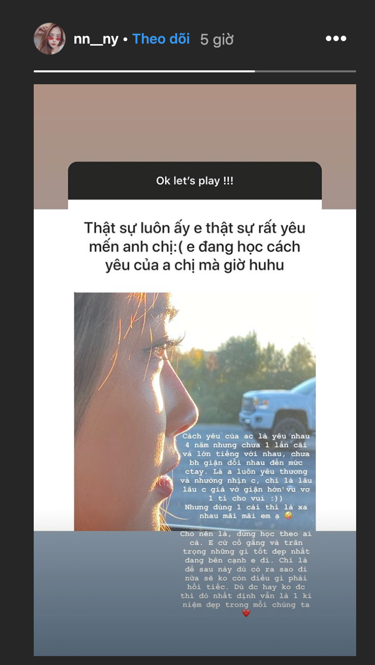 Hot girl cũng chia sẻ suốt 4 năm yêu cặp đôi chưa bao giờ cãi vã lớn tiếng, chưa bao giờ chia tay nhưng đã xa thì sẽ xa nhau mãi mãi. Tuy nhiên cô vẫn cảm thấy hạnh phúc vì 4 năm được yêu một chàng trai tuyệt vời như Minh Vương.