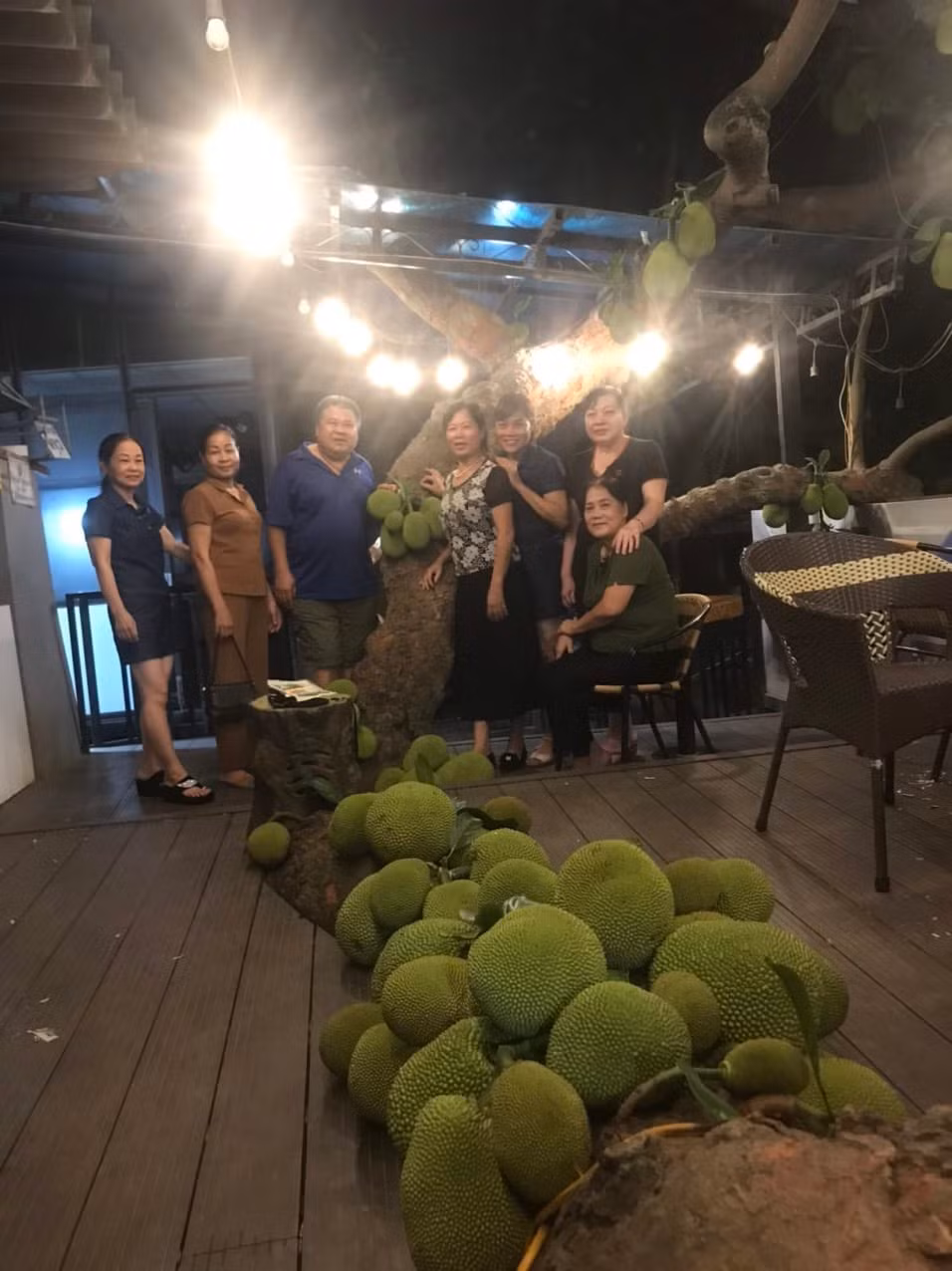 Rất nhiều người ngoài thưởng thức cà phê còn muốn đến đây để check-in với cây mít độc lạ này.