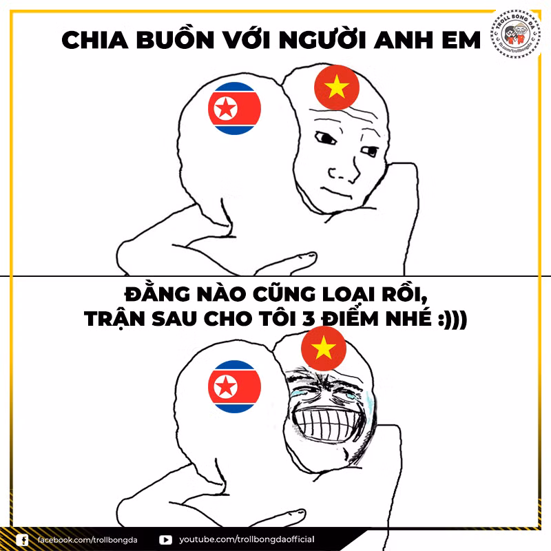 Với kết quả hoà 0-0, U23 Việt Nam sẽ phải thắng đậm Triều Tiên nếu muốn đi tiếp. Thôi thì đều là anh em, dù sao cũng bị loại rồi nên hy vọng U23 Triều Tiên sẽ giups thầy trò HLV Park Hang-seo có điểm số như ý.