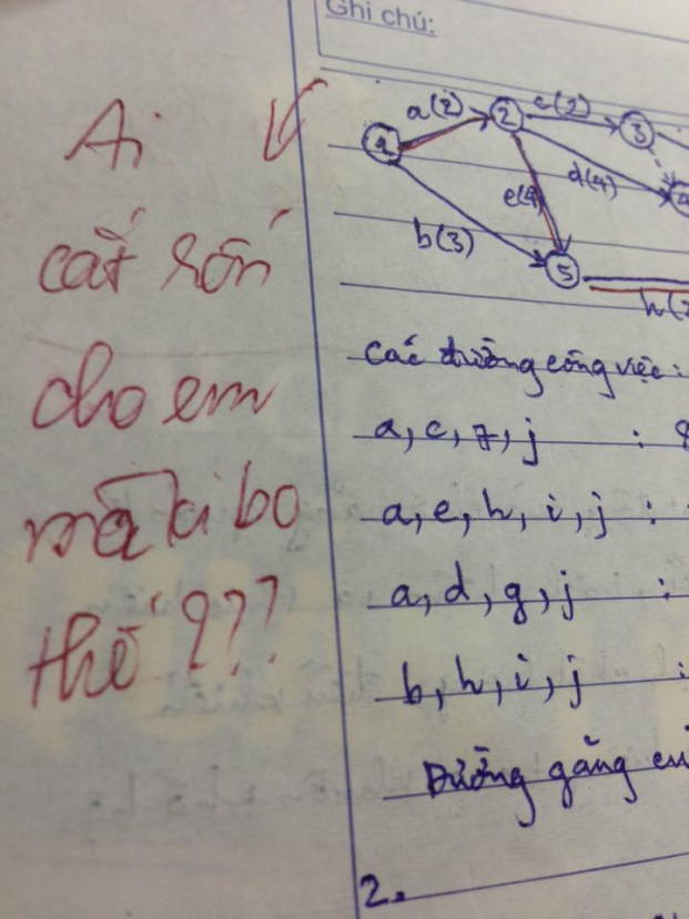 "Chỉ vì em lỡ hết giấy kiểm tra thôi mà cô!" - Học sinh đáp.