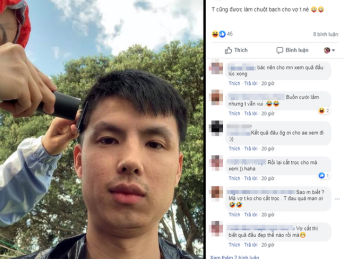 Do ảnh hưởng của dịch bệnh nên tất cả các quán cắt tóc buộc phải đóng cửa, đây chính là cơ hội để những người thợ "cây nhà lá vườn" trổ tài.