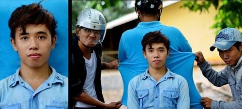 Hậu trường của một buổi chụp ảnh thẻ vô cùng lầy lội. "Khi bạn cần ảnh thẻ nhưng lại hết tiền", "Sếp đòi ảnh thẻ gấp quá nên rủ nhau đi tự chụp hay gì?" - Nhiều người dùng mạng xã hội hài hước bình luận.