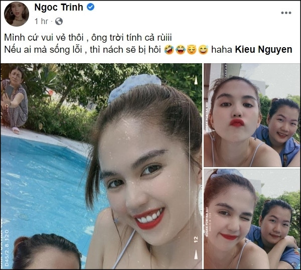 Sau vụ việc hot girl thị phi Ngân 98 bị đánh giữa phố, mới đây Ngọc Trinh gây chú ý khi đăng tải dòng trạng thái mới trên trang cá nhân khiến nhiều người có cảm giác như "nữ hoàng nội y" rất hả hê việc đàn em bị "nghiệp quật".