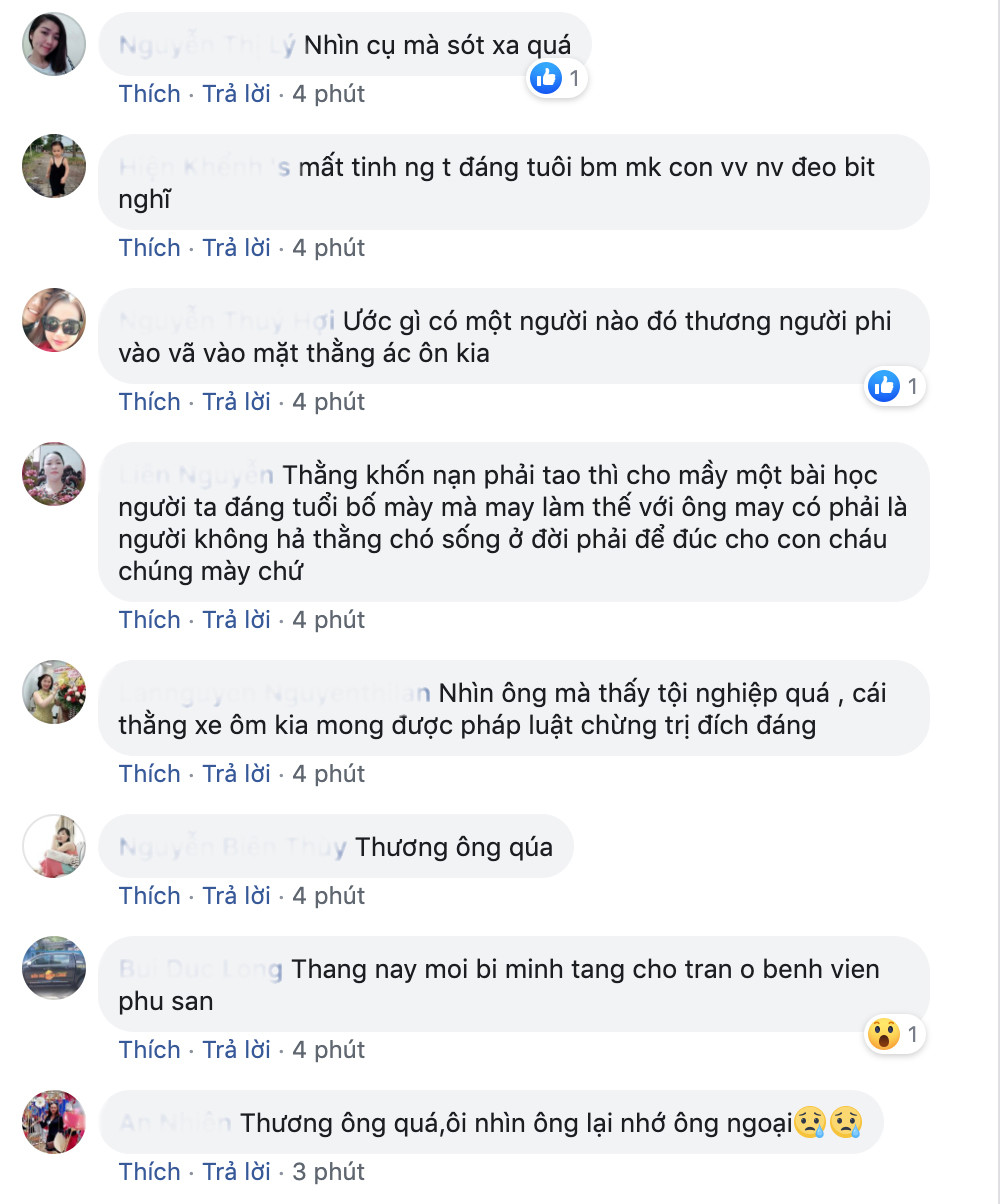 Ngay sau khi thông tin xuất hiện trên mạng xã hội, nhiều người đã tỏ vẻ bức xúc trước hành động côn đồ của gã xe ôm truyền thống. "Loại này phải có ai đấm cho nó gãy xương xem nó có đau không mà nó đánh người bằng tuổi bố nó như thế" - Người dùng T.T.Q bình luận.