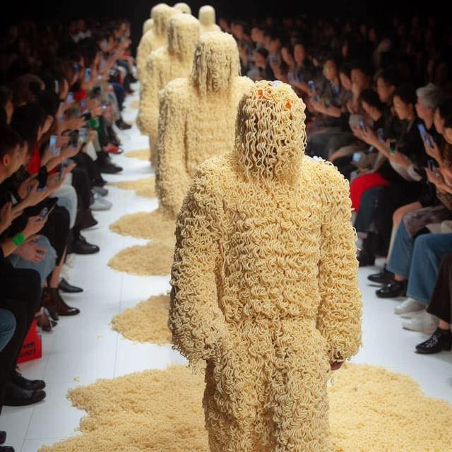 Có những thiết kế còn che kín cả diện mạo người mẫu khiến nhiều người nghĩ đến những chiến sĩ du kích ngụy trang ngày xưa.