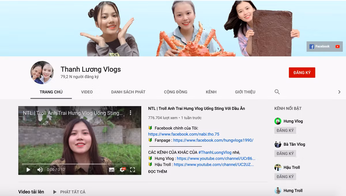 Với danh tiếng của mẹ và anh trai, dù mới lập kênh vlog nhưng Thanh Lương đã sở hữu gần 80.000 lượt theo dõi. Cô cho biết kênh của cô chuyên đi troll mẹ, anh trai và kể về những câu chuyện xung quanh cuộc sống.