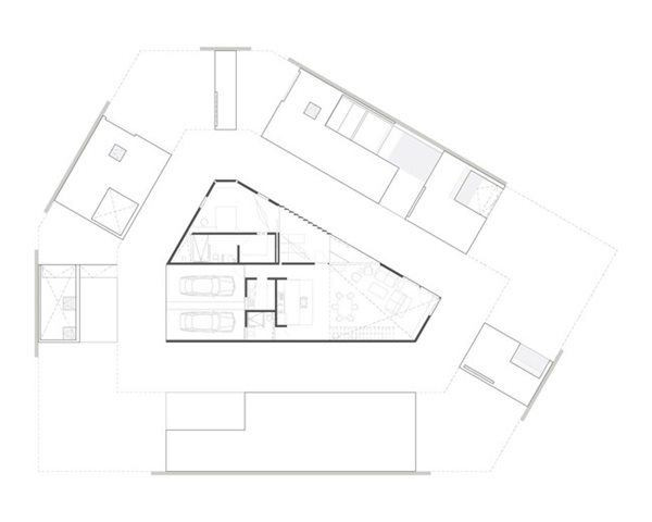 Sơ đồ thiết kế phần nhà ở khá đơn giản. 