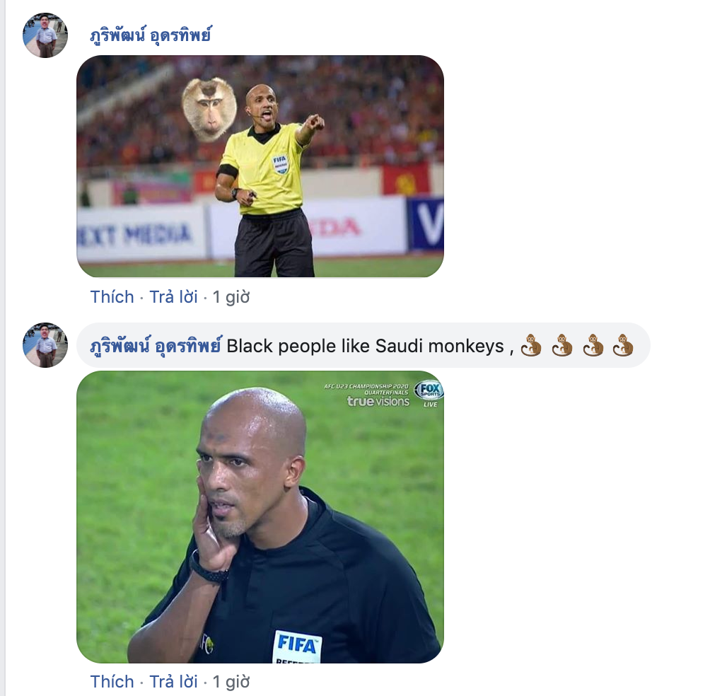 Trên nhiều trang thể thao Châu Á, người hâm mộ U23 Thái Lan bày tỏ sự bức xúc bằng cách chế ảnh vị trọng tài người Oman, ông Ahmed Al-kaf vì cho rằng ông này có nhiều quyết định thiên vị U23 Saudi Arabia.