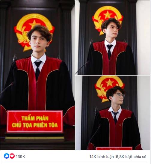 Mấy ngày qua dân tình chia sẻ nhiều bức ảnh chụp một vị thẩm phán rất trẻ tuổi, hơn nữa lại có ngoại hình vô cùng điển trai. Bài đăng về "chàng thẩm phán" này nhanh chóng nhận được hàng trăm nghìn lượt like trên mạng xã hội.