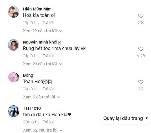 Ngay dưới video của Văn Toàn đăng lên, netizen ngay lập tức đã vào gọi tên nữ ca sỹ Hòa Minzy.