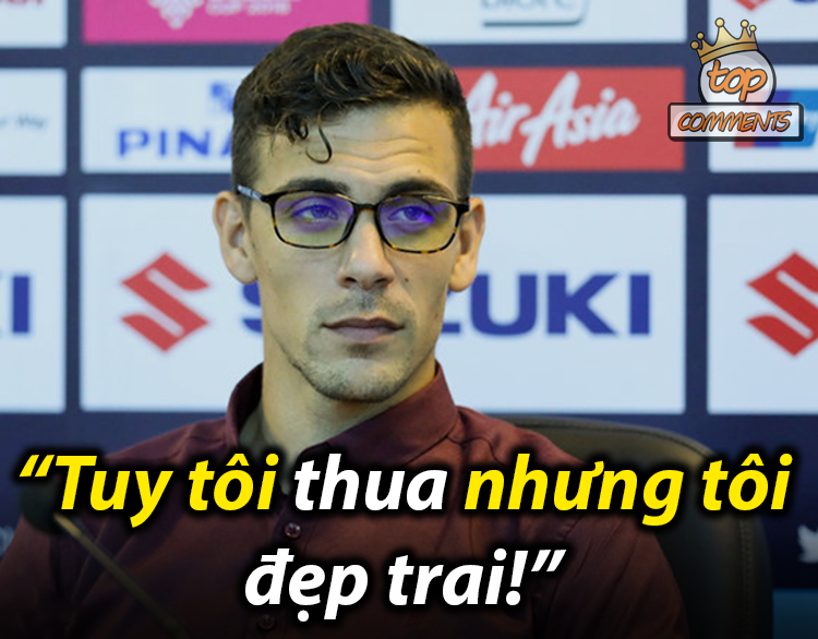 Dù thua nhưng HLV của U22 Campuchia vẫn vô cùng đẹp trai, đó là điều không thể phủ nhận. Thế nhưng, đẹp cỡ nào cũng không thể mài ra được chiếc vé vào vòng chung kết.