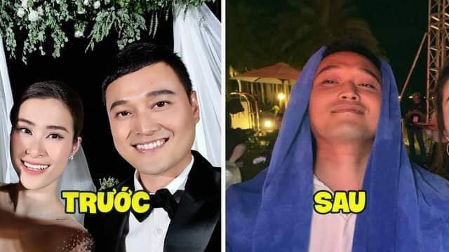 Sau khi bị ném xuống hồ bơi ướt nhẹp, Quang Vinh trở về vẫn ngơ ngác đăng tải trạng thái "Ai là người ném tôi xuống nước?" khiến người hâm mộ "bó tay".