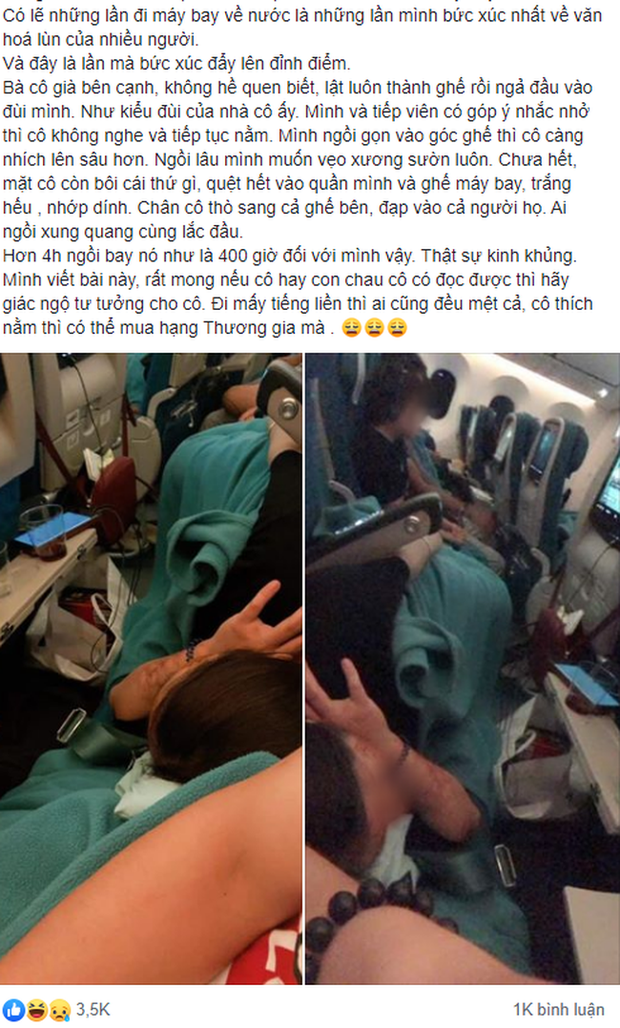 Gần đây, trên các diễn đàn và trang mạng xã hội chia sẻ 1 câu chuyện đầy bức xúc của cô gái khi vô tình ngồi cùng 1 vị khách lạ có hành động thiếu ý thức trên máy bay khiến CĐM xôn xao.