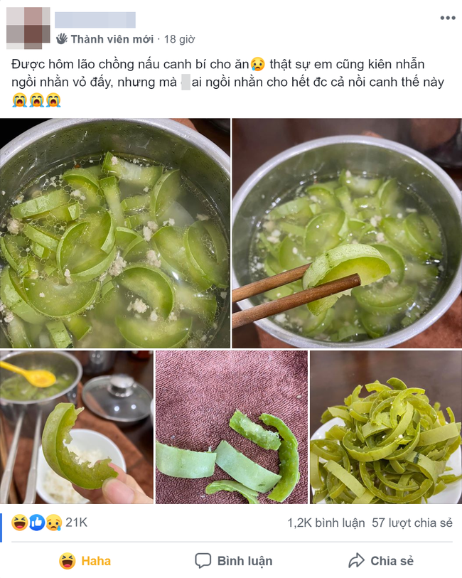 Người vợ bất lực với trường hợp của chồng mình lên mạng than thở. Được ăn một món chồng nấu quả không dễ dàng gì.