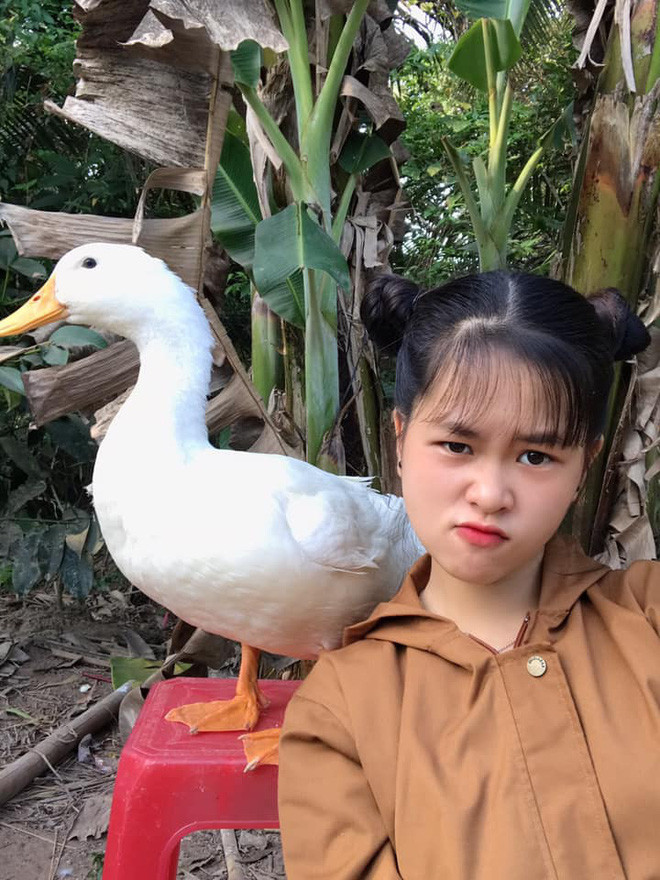 Trái ngược với cuộc sống chuẩn "rich kid" của hai cô bé Jenny Huỳnh và Thiên Thư, Thuỳ Trang (bé Sâu) - chủ kênh Sâu Tivi lại là một thôn nữ chính hiệu. Năm nay 18 tuổi, bạn đồng hành của Sâu là một chú vịt bầu trắng muốt tên Bim Bim.