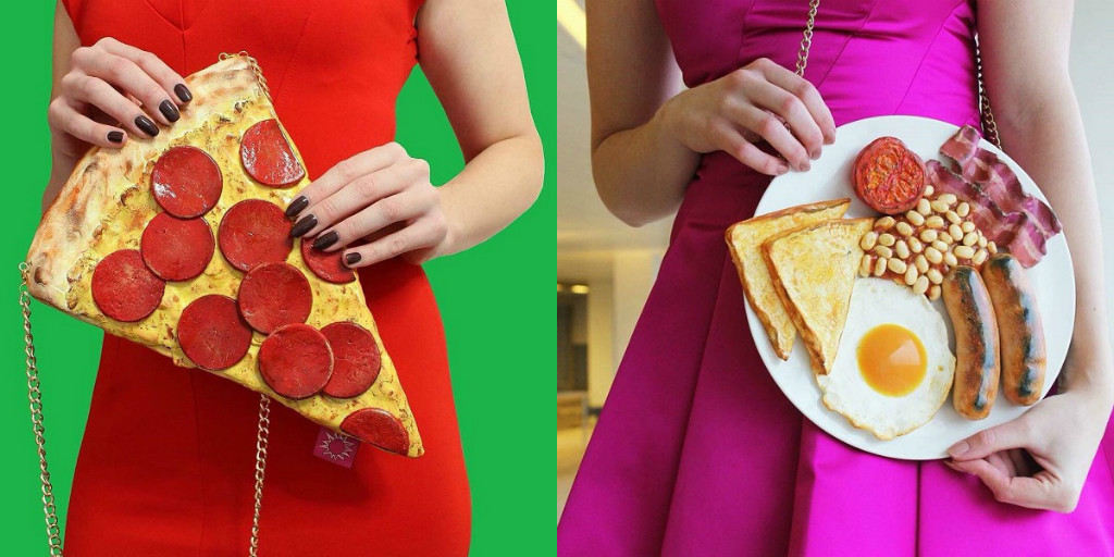 Các mẫu túi có thiết kế rất đa dạng với hình dáng tương tự các món ăn quen thuộc hàng ngày như pizza, sushi, trái cây, bánh ngọt, mỳ Ý hay xúc xích, thậm chí cả mì tôm.