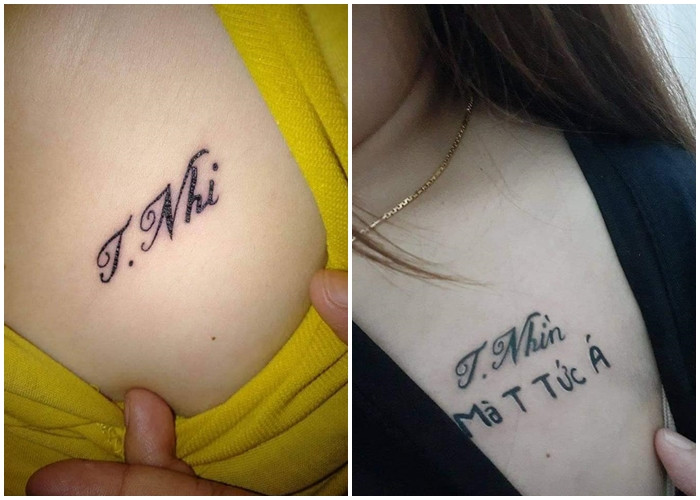 Cô gái chắc hẳn đã rất tức giận sau mối tình không thành này, nhìn hình xăm mới có thể đủ hiểu được cảm giác đó.