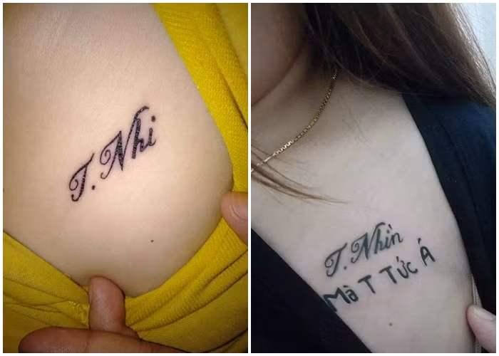 Cô gái chắc hẳn đã rất tức giận sau mối tình không thành này, nhìn hình xăm mới có thể đủ hiểu được cảm giác đó.