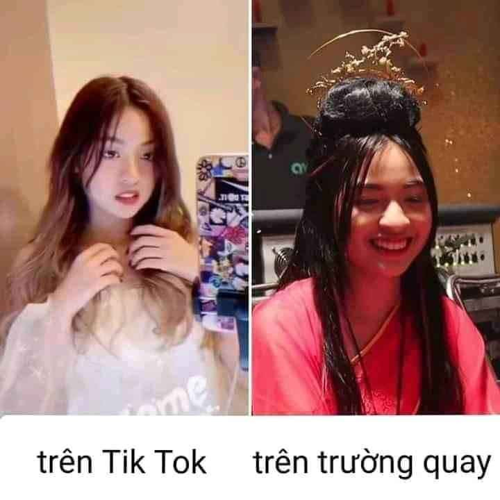 Những tấm hình so sánh nhan sắc thực tế và trên mạng xã hội Tik Tok cũng được đưa ra khiến dân mạng hết hồn.