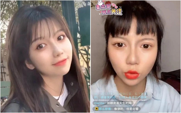 Thế nhưng, toàn bộ hình tượng xây dựng trước kia đều sụp đổ khi cô nàng lỡ tay tắt đi một loạt các phần mềm chỉnh sửa ảnh khi đang livestream. Tiểu Đỗ có đôi mắt cực dại, sống mũi cao nhưng cứng ngắc như thẩm mỹ quá đà.