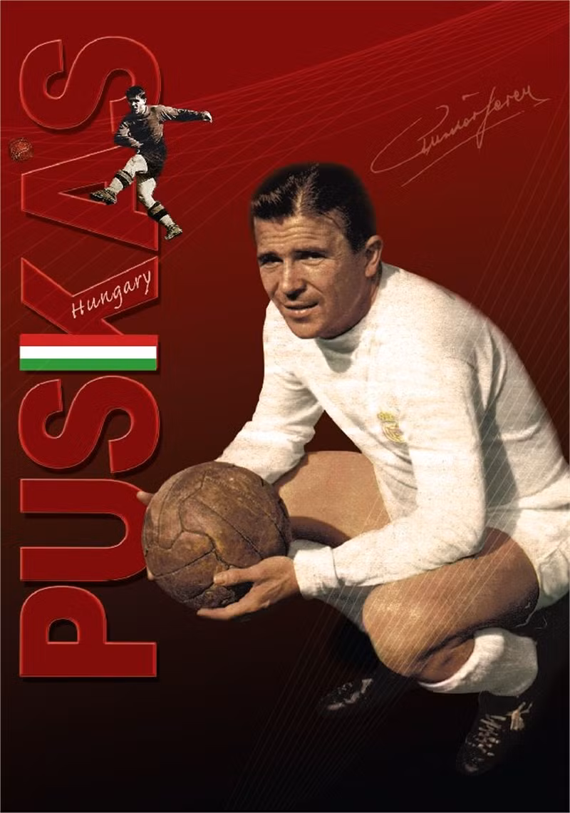 Ferenc Puskas: Chân sút người Hungary Một trong những cầu thủ vĩ đại nhất trong làng bóng đá thế giới, người từng giành 5 chức vô địch TBN và 3 Cúp C1 trong màu áo Real Madrid ở giai đoạn những năm 50 và đầu 60 thế kỷ trước. Puskas từng ghi 84 bàn sau 85 trận chơi cho ĐTQG, đã về sau Luis Suarez - cầu thủ khoác áo đại kình địch Barcelona trong cuộc đua giành QBV 1960. 