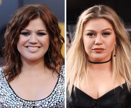 Kelly Clarkson sau 10 năm đã không còn cân nặng như xưa mà thon thả hơn. Gương mặt cô vì thế cũng thon hơn, và nếu so hình ảnh cô cùng mái tóc thẳng với ngày xưa, diện mạo của cô hiện tại tươi tắc hơn, trẻ trung hơn.