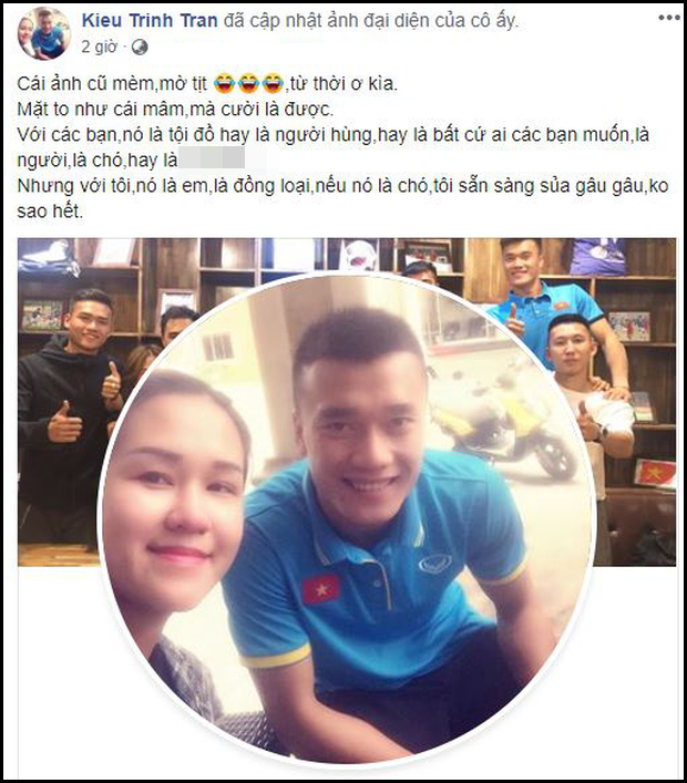 Người chị thân thiết của Bùi Tiến Dũng cũng lên tiếng bênh vực anh nhưng lại theo cách không giống ai khi tuyên bố sẵn sàng sủa gâu gâu cùng nếu thủ môn sinh năm 1997 bị gọi là...cún.