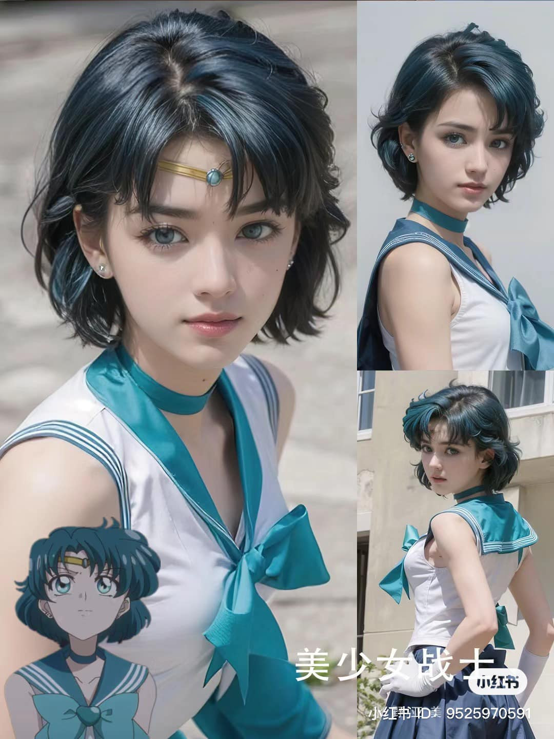 Thủy thủ sao Thủy với mái tóc ngắn đặc trưng