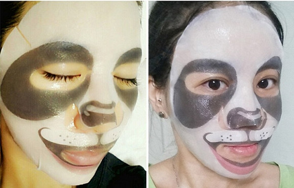 Đây có lẽ là cô nàng thành công nhất với chiếc mặt nạ in hình động vật bởi ít nhất vẫn nhận ra đây là hình con gấu trúc. Nhưng con gấu này trông không đáng yêu lắm thì phải?