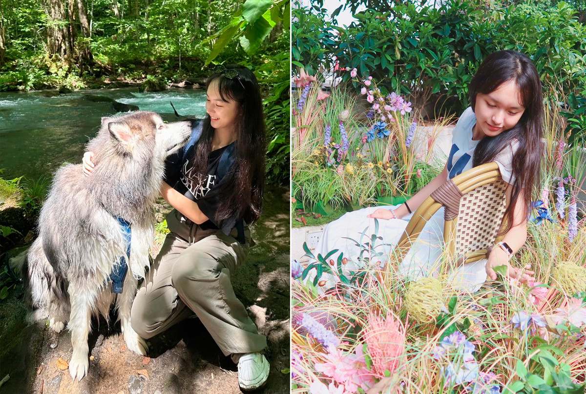 Những bức ảnh chụp vào dịp hè năm ngoái, Lưu Sở Điềm lên rừng, đi biển cùng gia đình, không tham gia bất kỳ hoạt động giải trí nào.