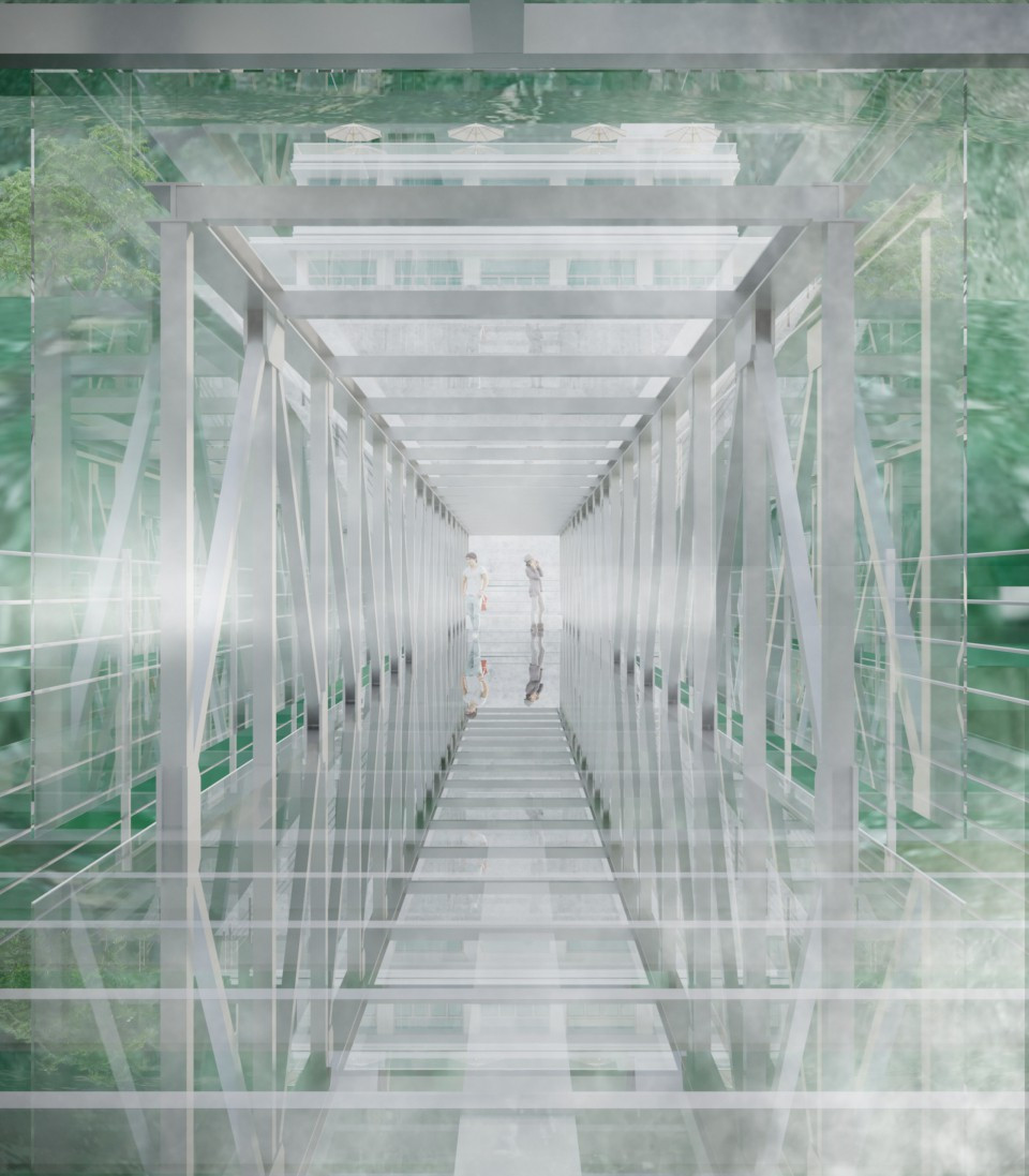 Cây cầu làm bằng kính trong suốt với độ dày 7cm, có độ dài 300m nối giữa Sapa và Lai Châu. Ảnh: rongmay.vn.