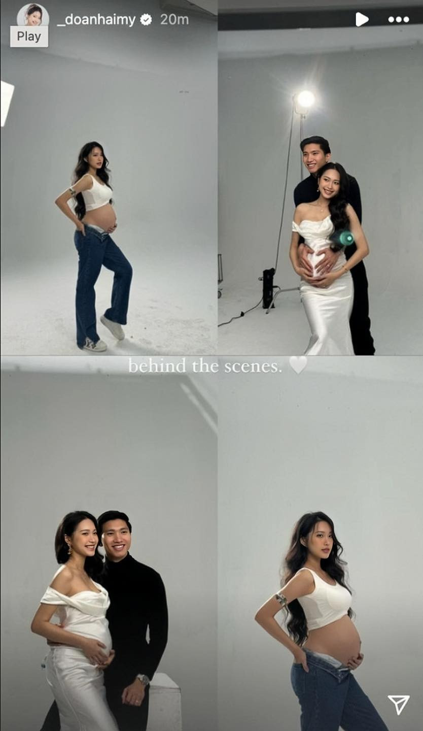 Doãn Hải My thoải mái diện đồ ôm sát, khoe trọn vòng 2 nay đã to tròn "vượt mặt", bên cạnh ông xã Đoàn Văn Hậu cũng không giấu nổi niềm vui khi lần đầu được làm bố.