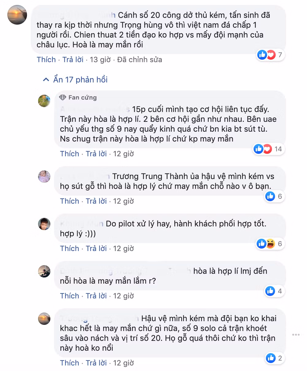 Bên cạnh Tấn Sinh bị cộng đồng mạng ném đá vì lối chơi xấu lộ liễu trên sân thì hậu vệ mang số áo 20, Bùi Hoàng Việt Anh cũng là cầu thủ U23 Việt Nam bị người hâm mộ chỉ trích dữ dội vì kèm cầu thủ đội bạn quá yếu. Đối phương đã tạo ra nhiều tình huống thật sự nguy hiểm, đe doạ khung thành của thủ môn Bùi Tiến Dũng.