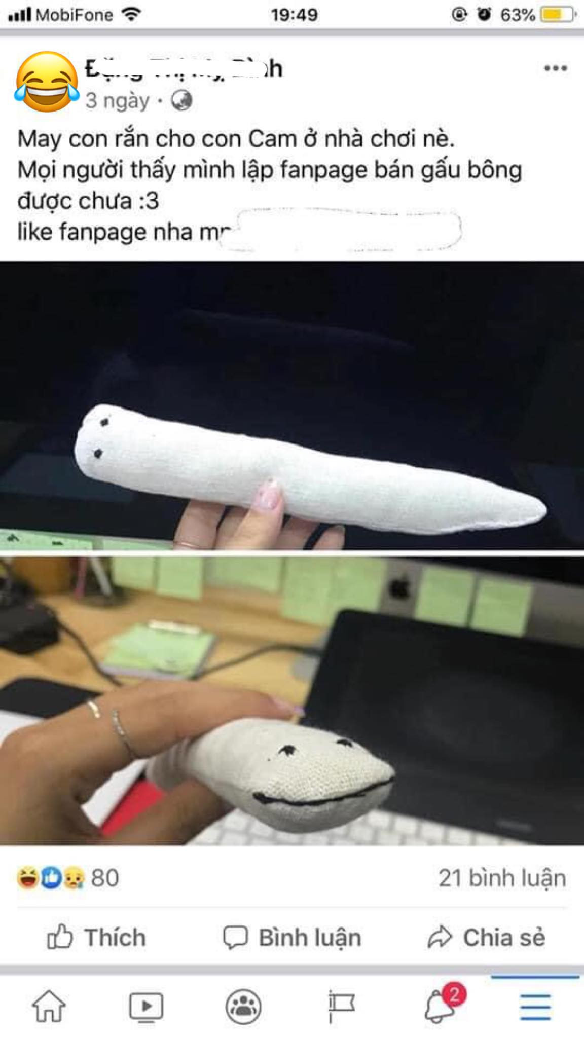 Sau khi bài đăng này được chia sẻ rộng rãi, cư dân mạng đã được một phen cười lăn cười bò vì màn khởi nghiệp bán gấu bông quá tự tin của chủ shop. Bởi lẽ những sản phẩm mà cô nàng tự tay may vá không hề đẹp.