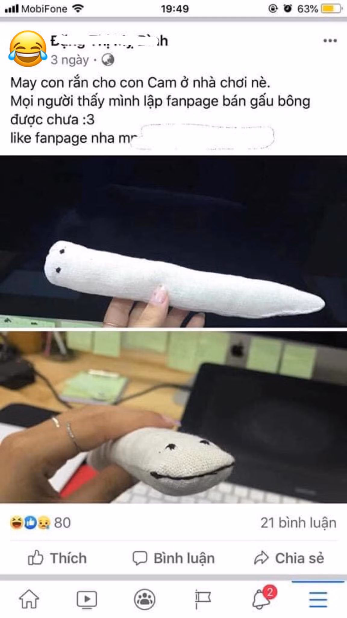 Sau khi bài đăng này được chia sẻ rộng rãi, cư dân mạng đã được một phen cười lăn cười bò vì màn khởi nghiệp bán gấu bông quá tự tin của chủ shop. Bởi lẽ những sản phẩm mà cô nàng tự tay may vá không hề đẹp.