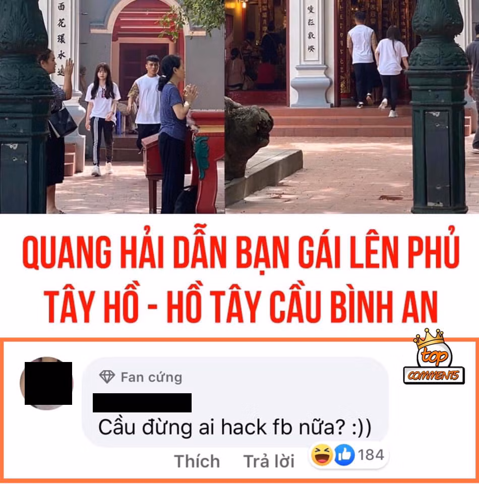 Mới đây nhất, trên một fanpage lớn có đăng tải hình ảnh cặp đôi Quang Hải - Huỳnh Anh bị bắt gặp đi chùa cùng nhau đã thu hút sự quan tâm đặc biệt từ dân tình.
