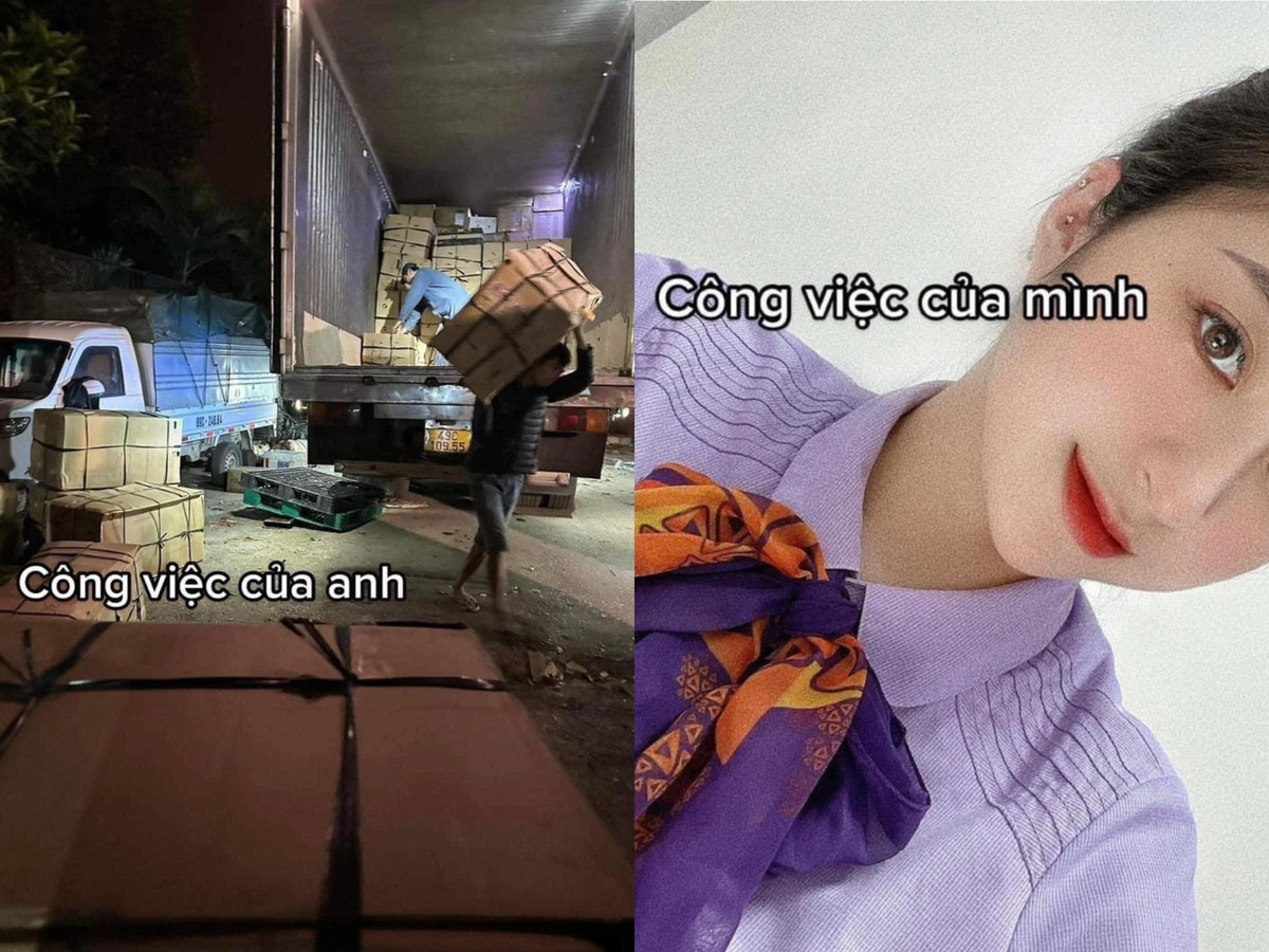 Công việc của cô gái thì ở một nơi sạch sẽ, sang trọng, còn bạn trai cô lại chỉ làm việc bốc vác