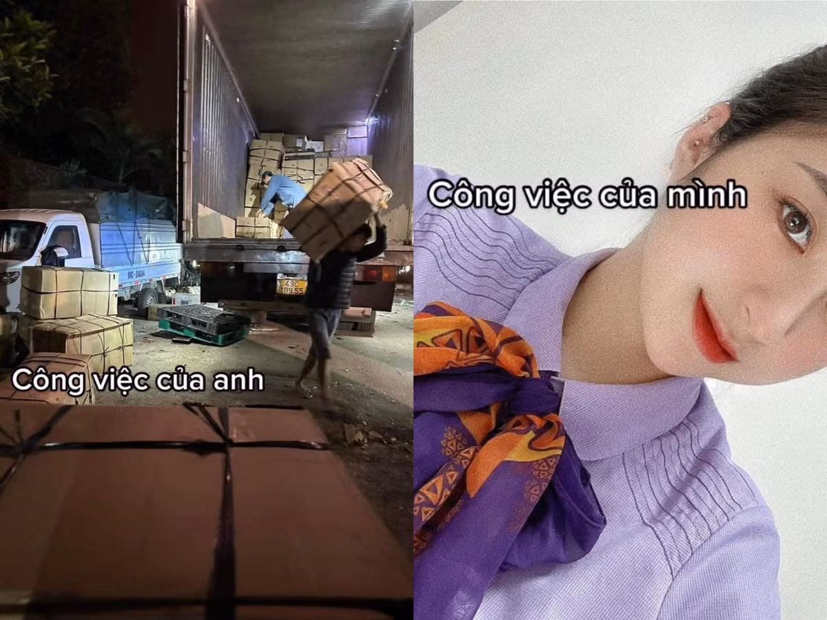 Công việc của cô gái thì ở một nơi sạch sẽ, sang trọng, còn bạn trai cô lại chỉ làm việc bốc vác