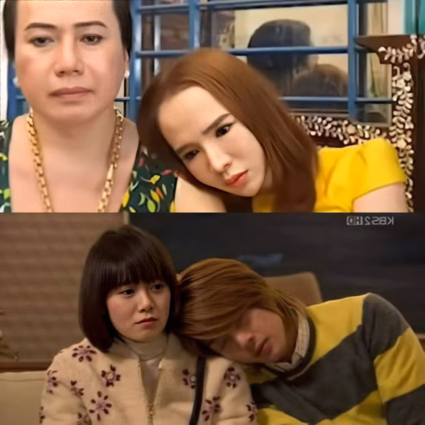 Tấm ảnh hội ngộ của Minh Hiếu và Trần Đoàn bất ngờ trùng khớp với một phân cảnh ở Vườn Sao Băng bản gốc.