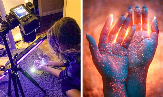 7. Với sơn neon và ánh sáng led blacklight, bạn có thể mang cả thiên hà trong tay như thế này. Ảnh: BrightSide