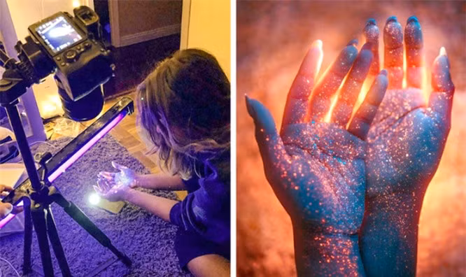 7. Với sơn neon và ánh sáng led blacklight, bạn có thể mang cả thiên hà trong tay như thế này. Ảnh: BrightSide