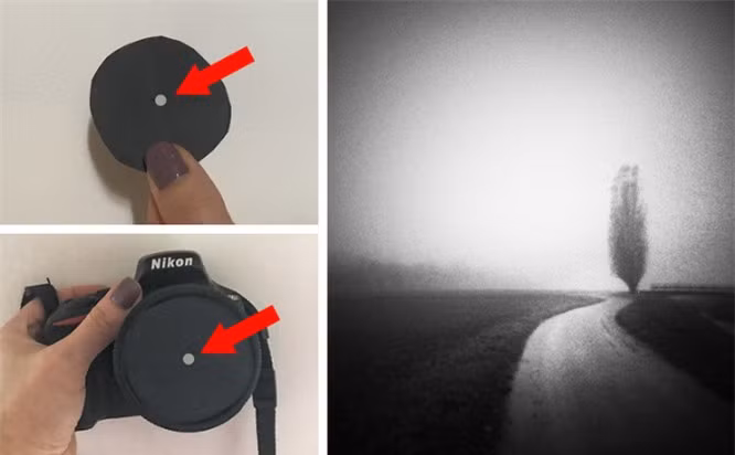 3. Tạo một lỗ nhỏ trên tờ giấy tối màu và che ống kính máy ảnh khi chụp. Đây được gọi là hiệu ứng “pinhole”, kết quả sau khi chụp sẽ cho ra bức ảnh với một khung hình mờ. Ảnh: BrightSide