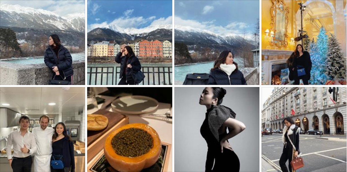 Trên trang cá nhân của mình, Nga Nguyễn đăng tải những tấm hình đi công tác, du lịch khắp thế giới, tiếp xúc với toàn tên tuổi nổi tiếng.