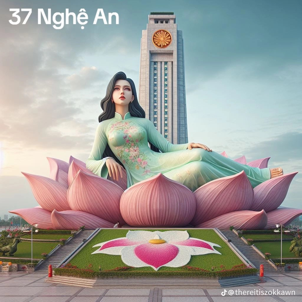 Tượng đài của Nghệ An khiến rất nhiều người thích thú bởi hình ảnh người phụ nữ nằm trên đóa hoa sen. Nhiều người lập tức nhớ đến làng Sen quê Bác - nguồn cảm hứng tạo nên bức tượng này.