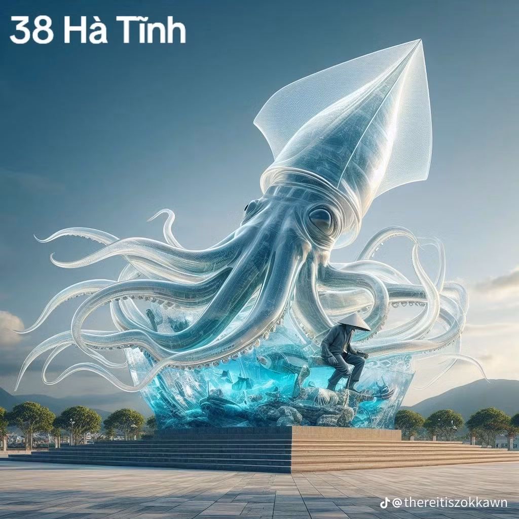 Một bộ ảnh tượng đài được lấy ý tưởng từ những điều đặc trưng của các tỉnh thành đã khiến nhiều người ấn tượng. Tượng đài của Hà Tĩnh với hình ảnh chủ đạo là con sứa biển khổng lồ.