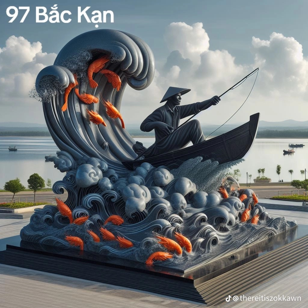 Tượng đài Bắc Cạn với hình ảnh con người to lớn giữa thiên nhiên kỳ vĩ, đang chinh phục lấy tự nhiên.